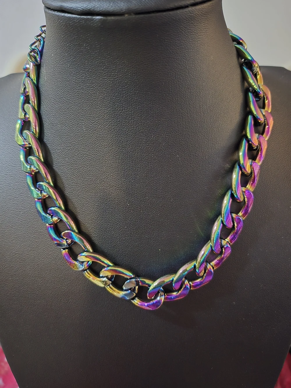 paparazzi Multicolor Iridescent Curb Chain Necklace & Earrings Set